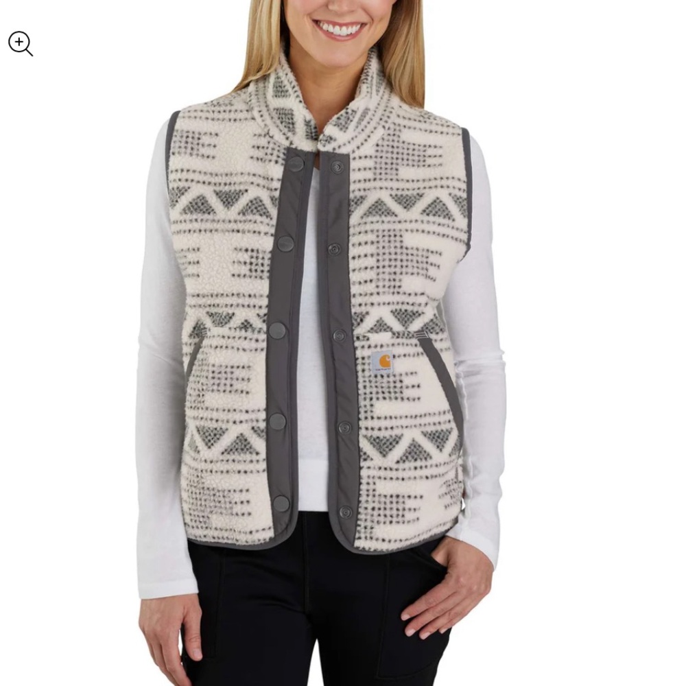 WOMEN'S CARHARTT RELAXED FIT FLEECE SNAP-FRONT VEST, size medium,EUC